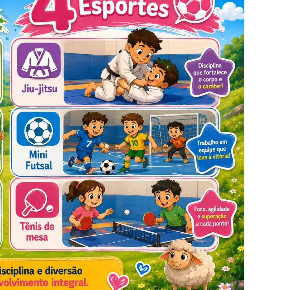 Crianças praticando esportes no CREIA Kids